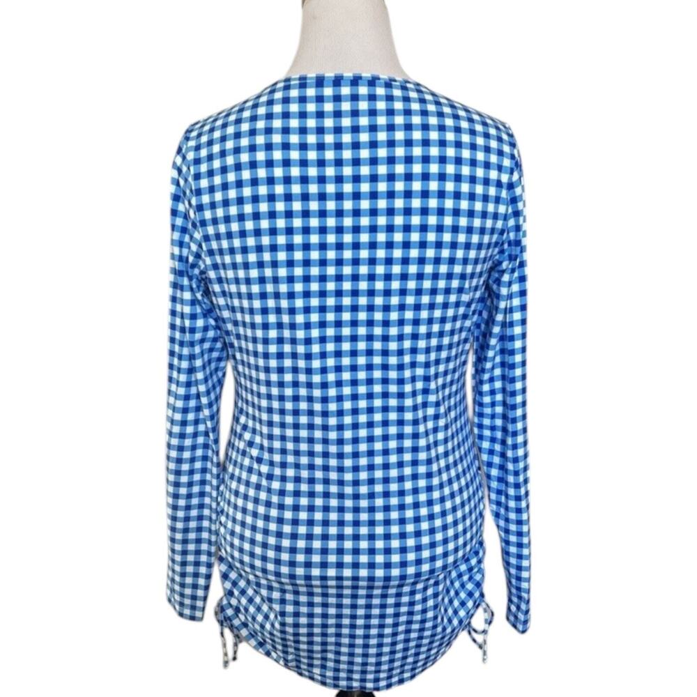 NWT Draper James X Lands End Blue Gingham Long Sleeve Tunic Rash Guard XS - Picture 4 of 6